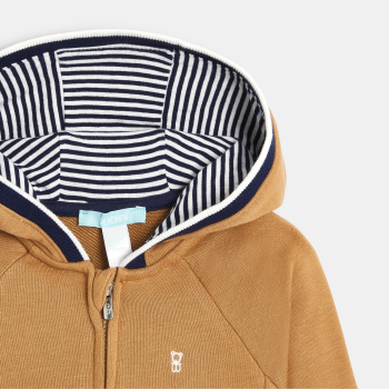 سويت شيرت ميلتون بني بسحّاب مع غطاء رأس للأولاد الصغار